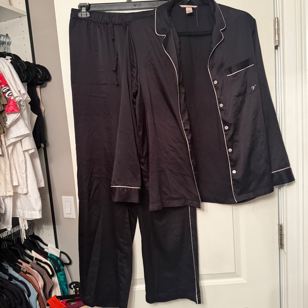 Victoria's Secret Black Satin PJ Set